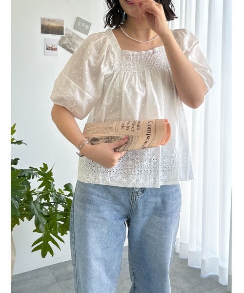 fifth（フィフス） ブラウス シャツ 2wayレース5分袖ブラウス