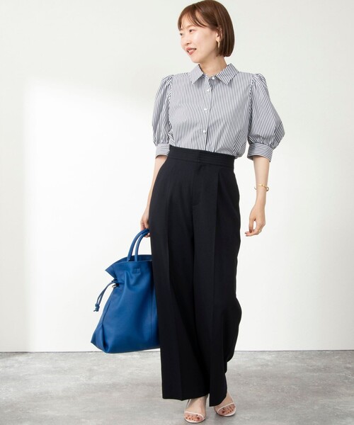 「NOLLEY'S」 7分袖シャツ 38 ネイビー レディース_画像2