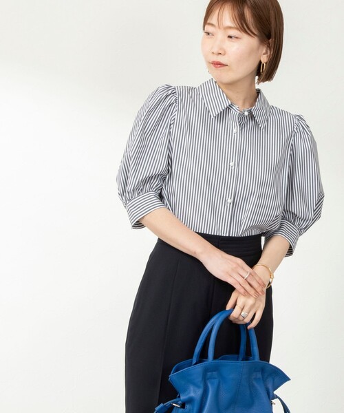 「NOLLEY'S」 7分袖シャツ 38 ネイビー レディース_画像6