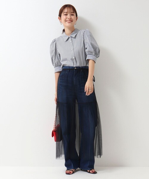 「NOLLEY'S」 7分袖シャツ 38 ネイビー レディース_画像9