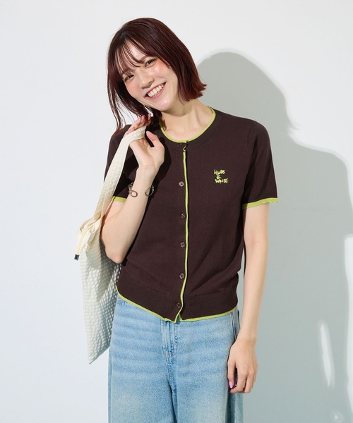 H BEAUTY&YOUTH シアー半袖カーディガン tシャツ 半袖 配色シアーカーディガン レディース : ZOZOTOWN Yahoo!店