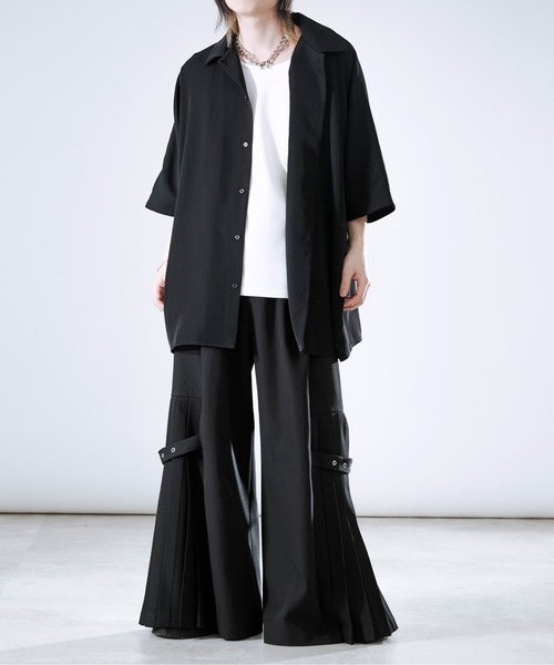 「狐独」 「ellno loset」半袖シャツ MEDIUM ブラック メンズ_画像2