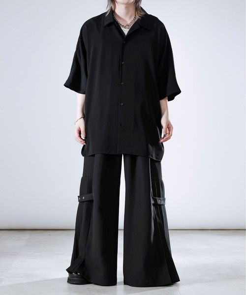 「狐独」 「ellno loset」半袖シャツ MEDIUM ブラック メンズ_画像3