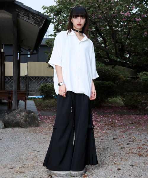 「狐独」 「ellno loset」半袖シャツ MEDIUM ブラック メンズ_画像7