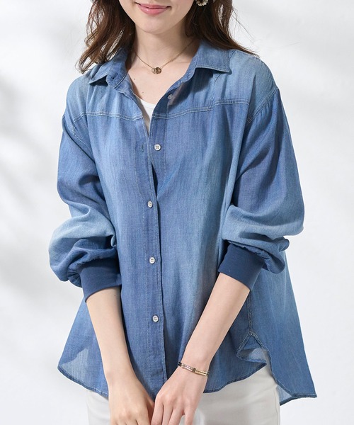 「BELLUNA PLUS」 長袖シャツ MEDIUM ブルー レディース_画像2