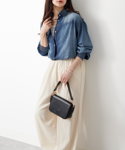 「BELLUNA PLUS」 長袖シャツ MEDIUM ブルー レディース_画像4