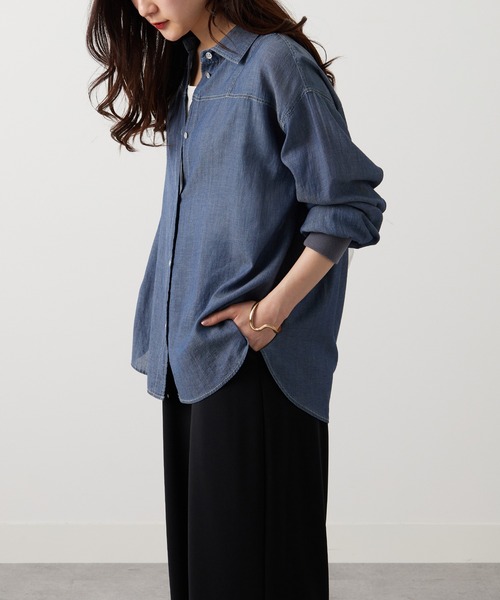 「BELLUNA PLUS」 長袖シャツ MEDIUM ブルー レディース_画像5