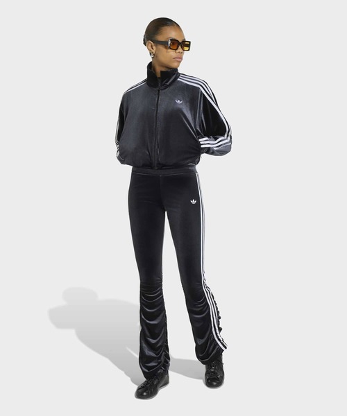 完売品　 ショート丈　ジャージ　トラックトップ　リボン　黒　ブラック adidas（アディダス） ジャージ ルーシュ＆リボン トラックトップ