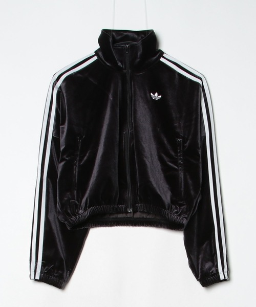 完売品　 ショート丈　ジャージ　トラックトップ　リボン　黒　ブラック adidas（アディダス） ジャージ ルーシュ＆リボン トラックトップ