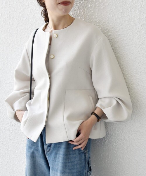 【極美品】アイボリー ノーカラージャケット フリーサイズ ZOZOTOWN Yahoo!店 - ノーカラージャケット｜Yahoo!ショッピング