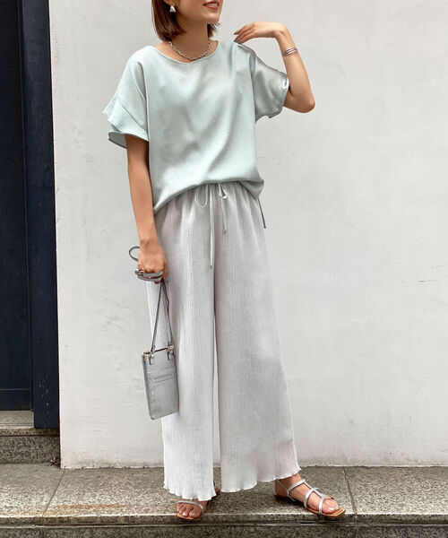 NOLLEY'S シャツ ブラウス 麻調合繊袖フリルプルオーバー
