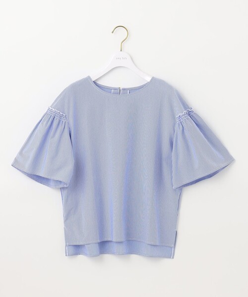any SiS tシャツ シルケットストライプ フレアスリーブ