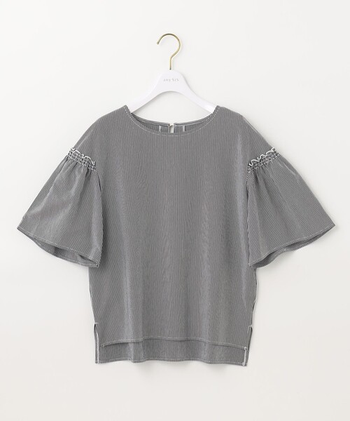 ピケストライプジャージーフレアカットソー ピケストライプジャージーフレアカットソー カットソー・Tシャツ