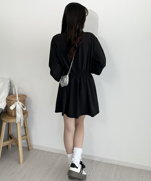 【未使用】AMICA kids アシンメトリーギャザー ワンピース 黒 F ワンピース 夏 「韓国コーデに大活躍デザイン性抜群！」アシンメトリー