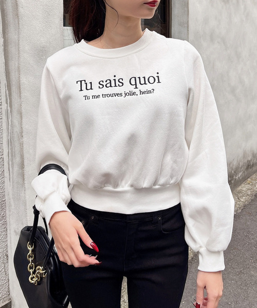 MIIA（ミーア） tシャツ ロゴ刺繍ショート丈プルオーバー レディース