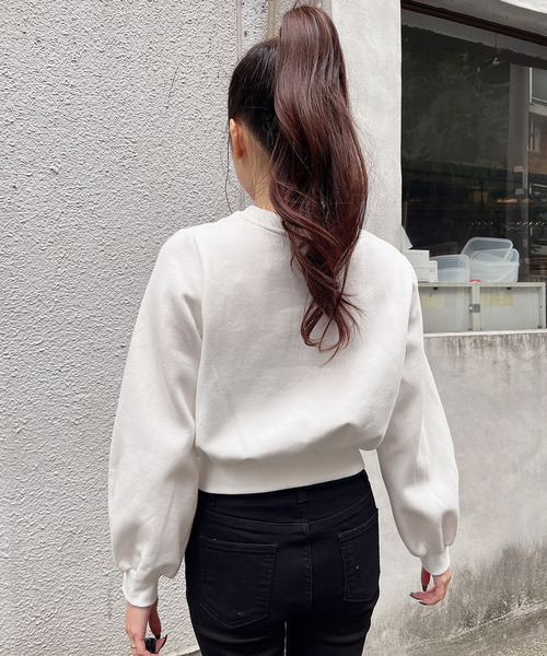 MIIA（ミーア） tシャツ ロゴ刺繍ショート丈プルオーバー レディース