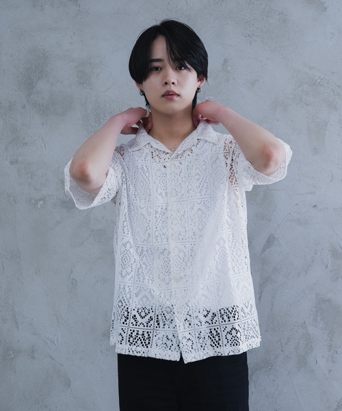 le charme de fifi et fafa レース　シャツ AROUND FLAVA シャツ oversized lace sheer shirt/オーバー