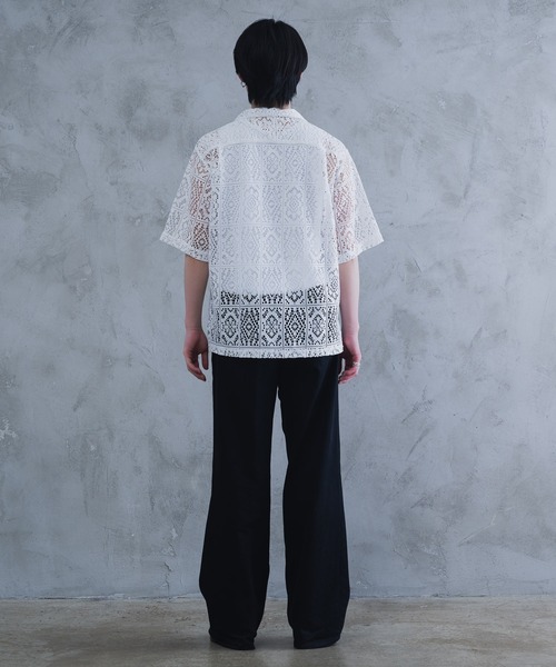 AROUND FLAVA シャツ oversized lace sheer shirt/オーバーサイズ