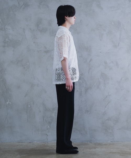 AROUND FLAVA シャツ oversized lace sheer shirt/オーバーサイズ