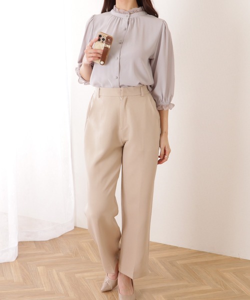 Lace Ladies ブラウス シャツ 2WAY フリル スタンドカラー