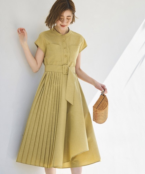 RUIRUE BOUTIQUE ワンピース 洗えるサイドプリーツ
