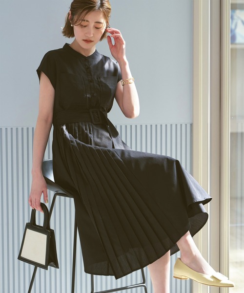 RUIRUE BOUTIQUE ワンピース 洗えるサイドプリーツ