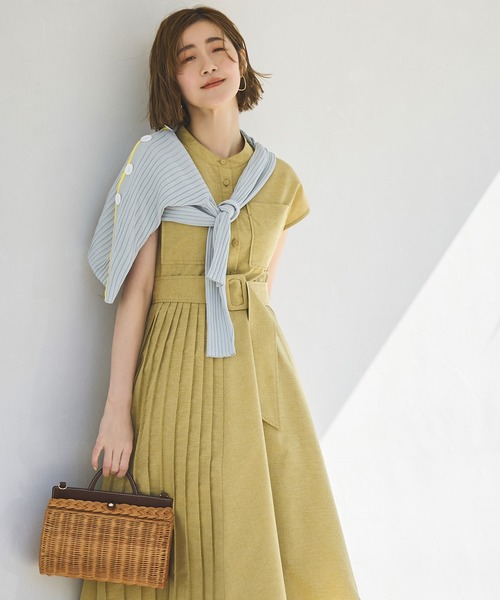 RUIRUE BOUTIQUE ワンピース 洗えるサイドプリーツ