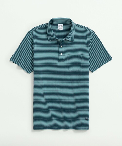 未使用 brooks brothers GF コットン ボーダー ポロシャツ BROOKS BROTHERS ポロシャツ コットンジャージー フィーダー