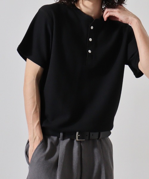 JEMORGAN tシャツ ワッフル半袖ヘンリーネック（パック） メンズ