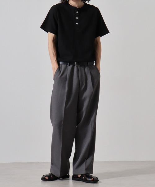 JEMORGAN tシャツ ワッフル半袖ヘンリーネック（パック） メンズ
