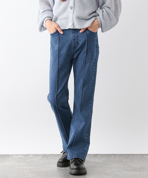 GLOBAL WORK パンツ スタイルアップストレッチフレアパンツ