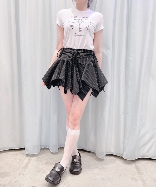 最終決算 lilLilly スカート ランダムヘムギャザーミニスカート スカート
