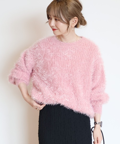 an___　フェザープルオーバー AMERICAN HOLIC ニット セーター フェザーゆるニットプル