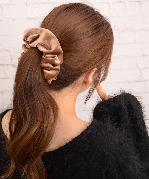 VIBGYOR Women シュシュ 「float」ベロア 光沢 ビッグシュシュ「10色