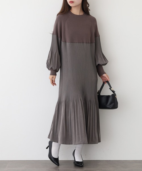 ワンピース A.N.L プリーツ切替ニットワンピース : ZOZOTOWN Yahoo!店