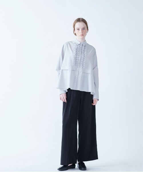 【新品・未使用】MARILYN MOON モダンタックフリルフレアシャツ Marilyn Moon モダンタックフリルフレアシャツ レディース