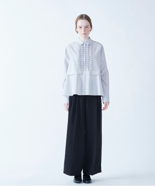 【新品・未使用】MARILYN MOON モダンタックフリルフレアシャツ Marilyn Moon モダンタックフリルフレアシャツ レディース