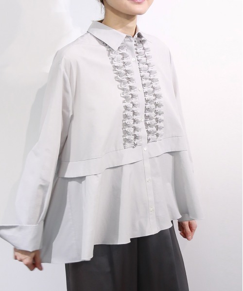 【新品・未使用】MARILYN MOON モダンタックフリルフレアシャツ Marilyn Moon モダンタックフリルフレアシャツ レディース