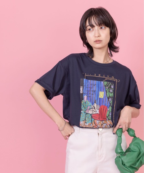 tシャツ アートプリント スリットTシャツ レディース