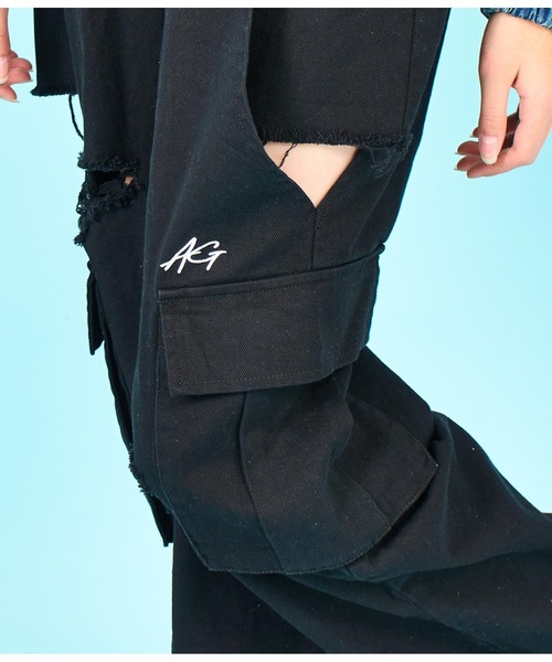 ANAP GiRL パンツ 2WAY デザイン デニム ワイドパンツ キッズ