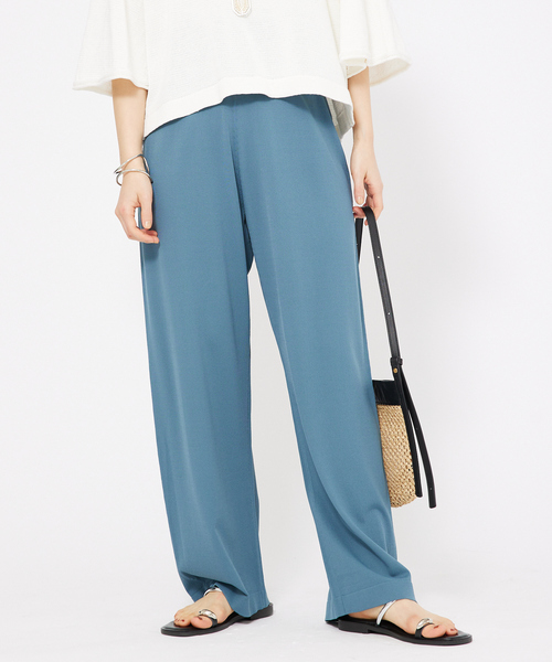 qualite（カリテ） パンツ レーヨンストレッチストレートパンツ