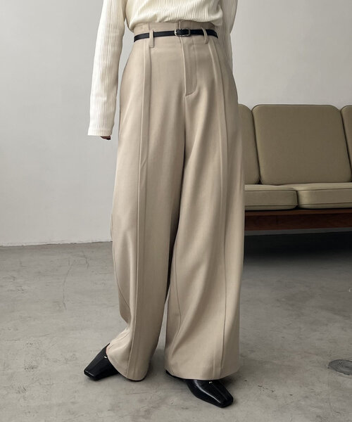 CAPRICIEUX LE'MAGE パンツ ベルトSETセンタータックパンツ