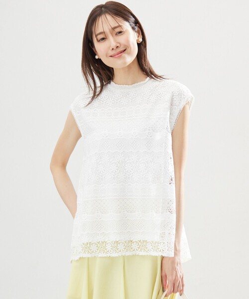 tシャツ ラッセルレース ブラウス レディース