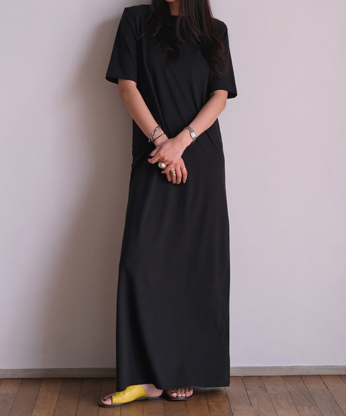 AKTE（アクテ） ワンピース 半袖 Iラインハーフスリーブカットソー