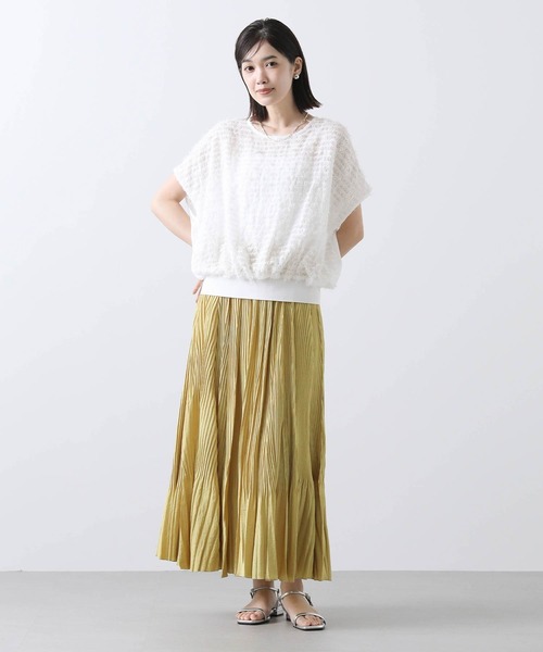 ブラウス シャツ シアーフリンジジャガードフレンチブラウス レディース Gready Brilliant ブラウス シャツ シアーフリンジジャガード