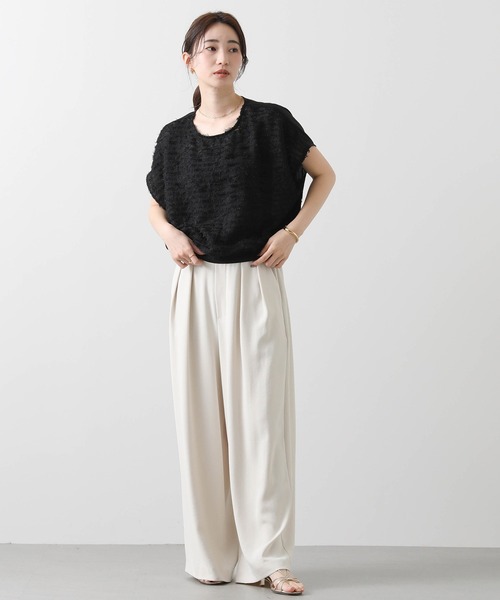 ブラウス シャツ シアーフリンジジャガードフレンチブラウス レディース Gready Brilliant ブラウス シャツ シアーフリンジジャガード