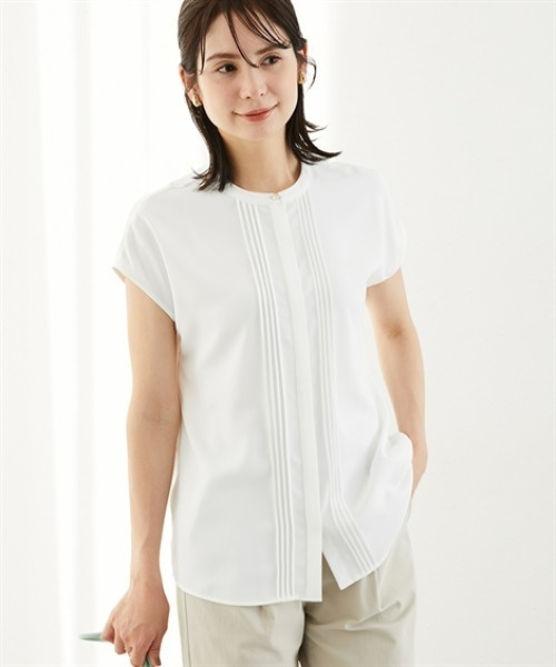 7days Life Styling ブラウス シャツ ストレッチパウダーサテン 