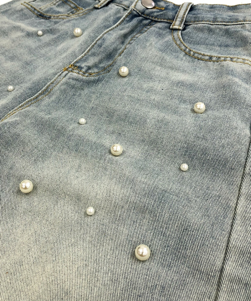 [SHEENA] обработка Denim брюки X-LARGE sax голубой женский 
