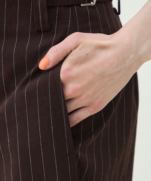 ワイドパンツ パンツ ナチュラルスラブストレッチ セミワイドパンツ レディースの画像