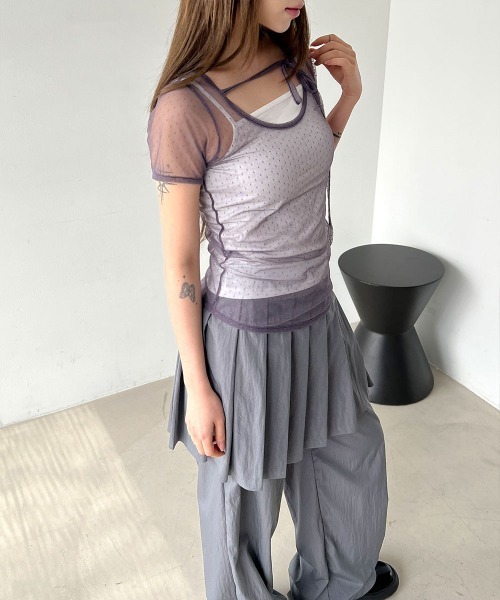 candy pop tee ニット Tシャツ ドット 半袖 シースルー 白 新品 トップス – Tnewties